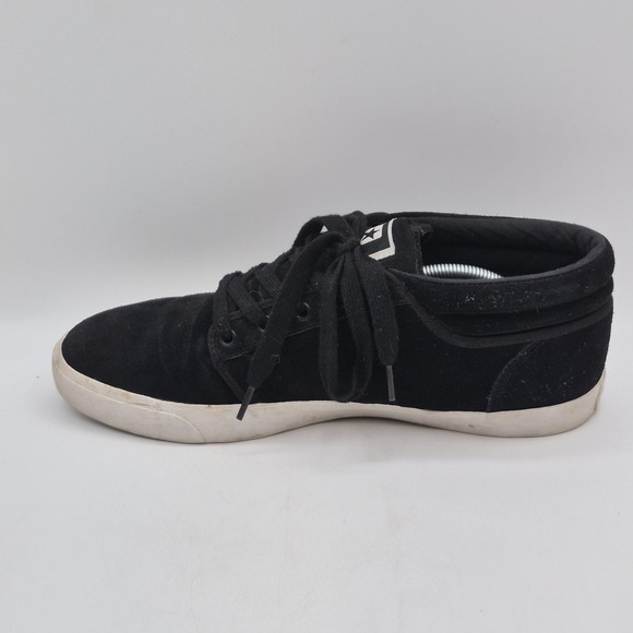 Converse All Star Shoes Mens Size 11 Black Leather Mid Top Casual Sneakers - Picture 4 of 13